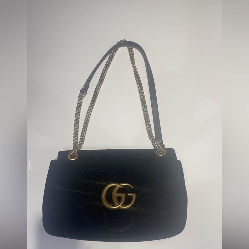 COPY - GUCCI- Black Velvet Handbag ( Authentic)